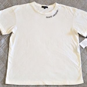 7 For All Mankind Womens Wanderer Beige T- Shirt Size Medium